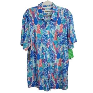 NWT Tipsy Elves Island Breeze Hawaiian Floral Button Down Shirt Large